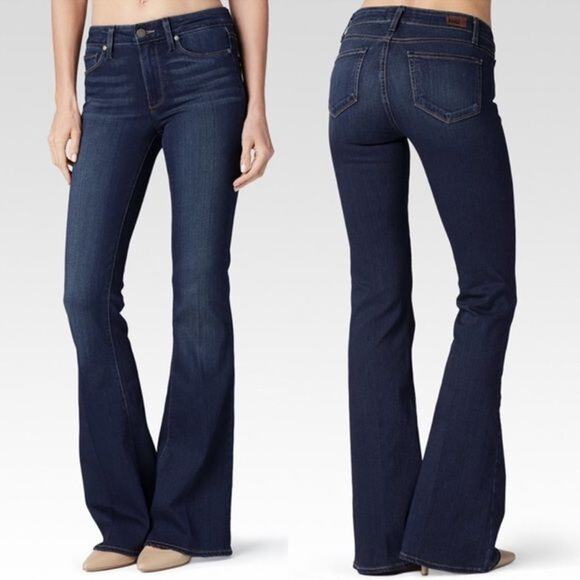 PaigeHigh Rise Bell Canyon Flare Jeans 27 Nottingham Dark Wash Hemmed 31.5"